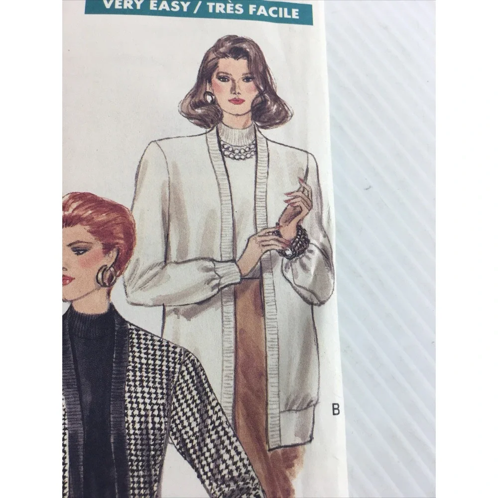 1988 Vogue 7362 VTG Sewing Pattern Womens Cardigan Sweater Top 6 8 10 Uncut